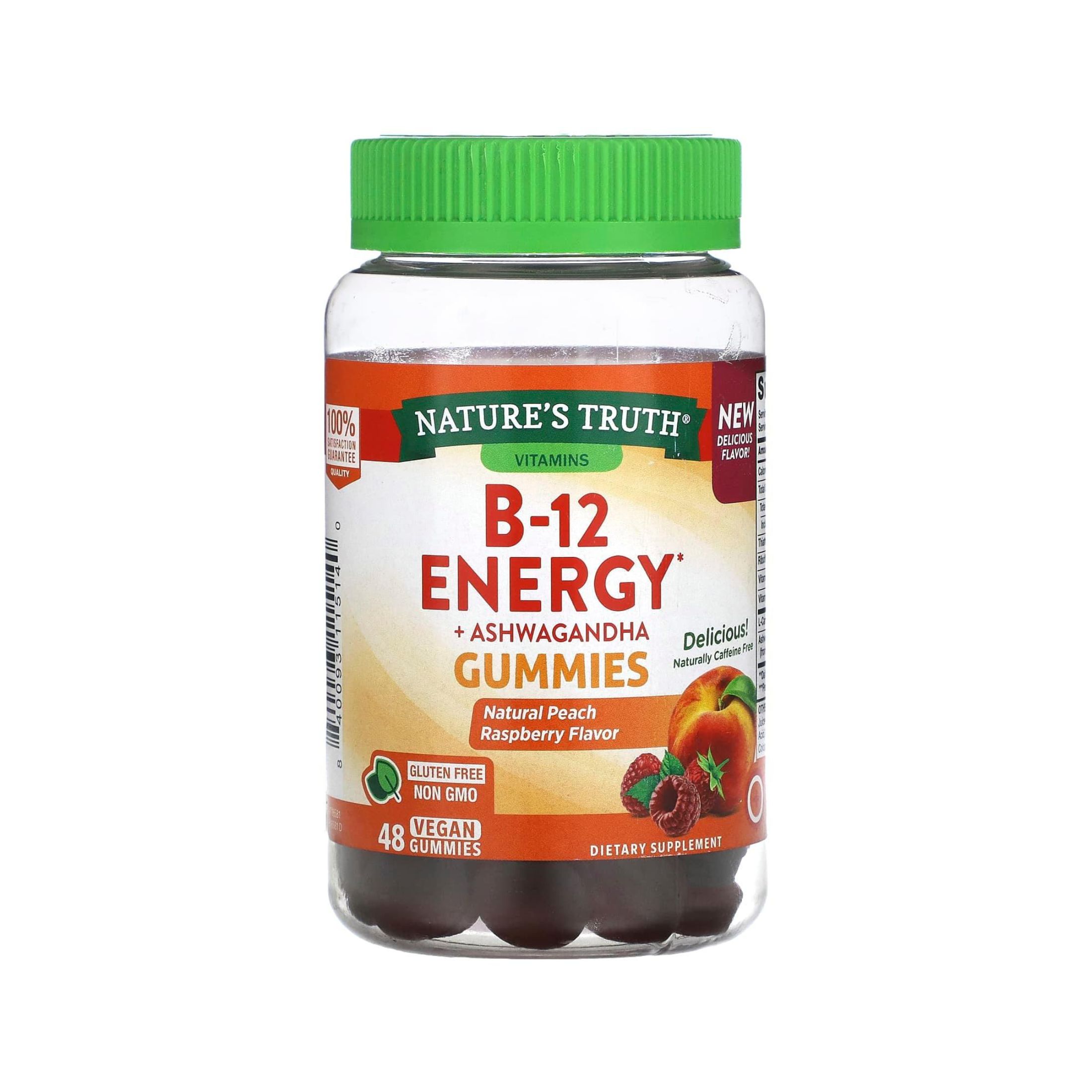 Nature's Truth B-12 Energy, Vegan Gummies, Natural Peach Raspberry Flavor