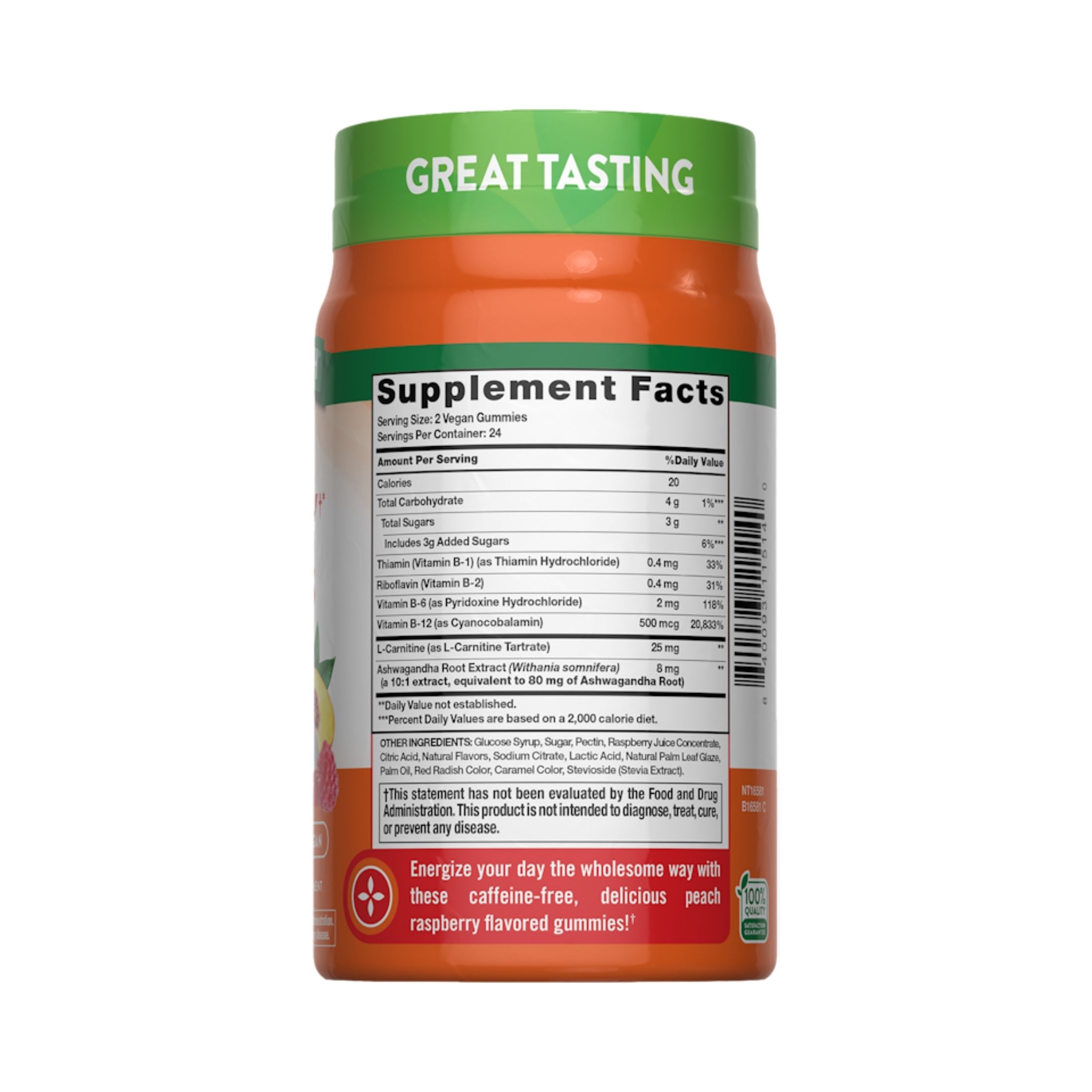 Nature's Truth B-12 Energy, Vegan Gummies, Natural Peach Raspberry Flavor