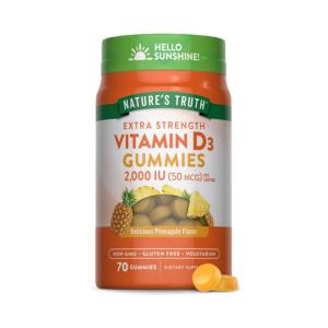 Nature's Truth Vitamin D3, Extra Strength, 50 Mcg, Vegetarian Gummies, Natural Pineapple Flavor