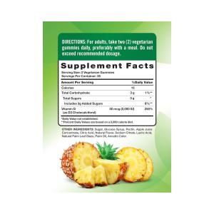 Nature's Truth Vitamin D3, Extra Strength, 50 Mcg, Vegetarian Gummies, Natural Pineapple Flavor