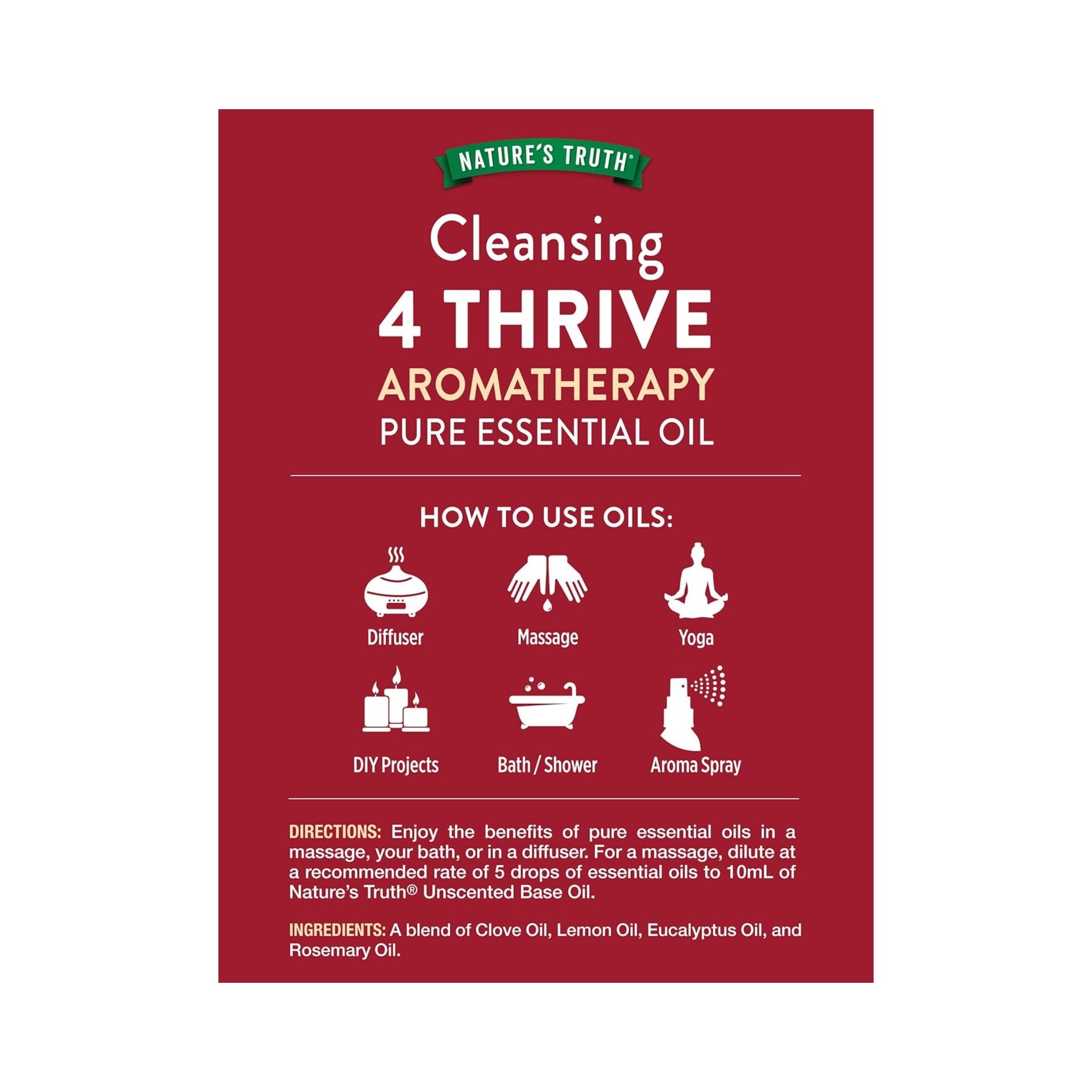 Nature's Truth Essential Oil, Pure, 4 Thrive, Cleansing, Aromatherapy 0.51 Fl Oz