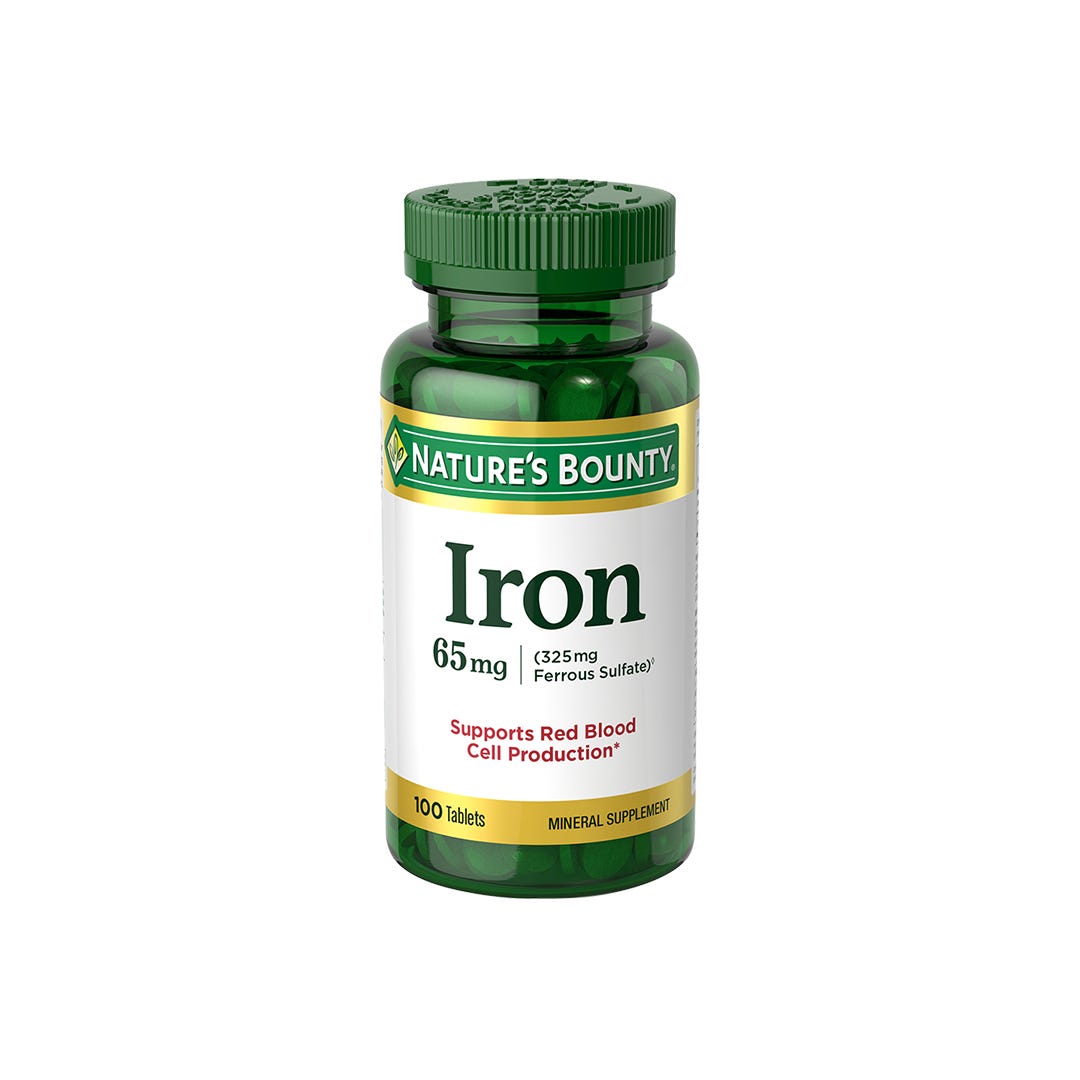 Nature's Bounty Iron 65 Mg Ferrous Sulfate - 100 Tablets