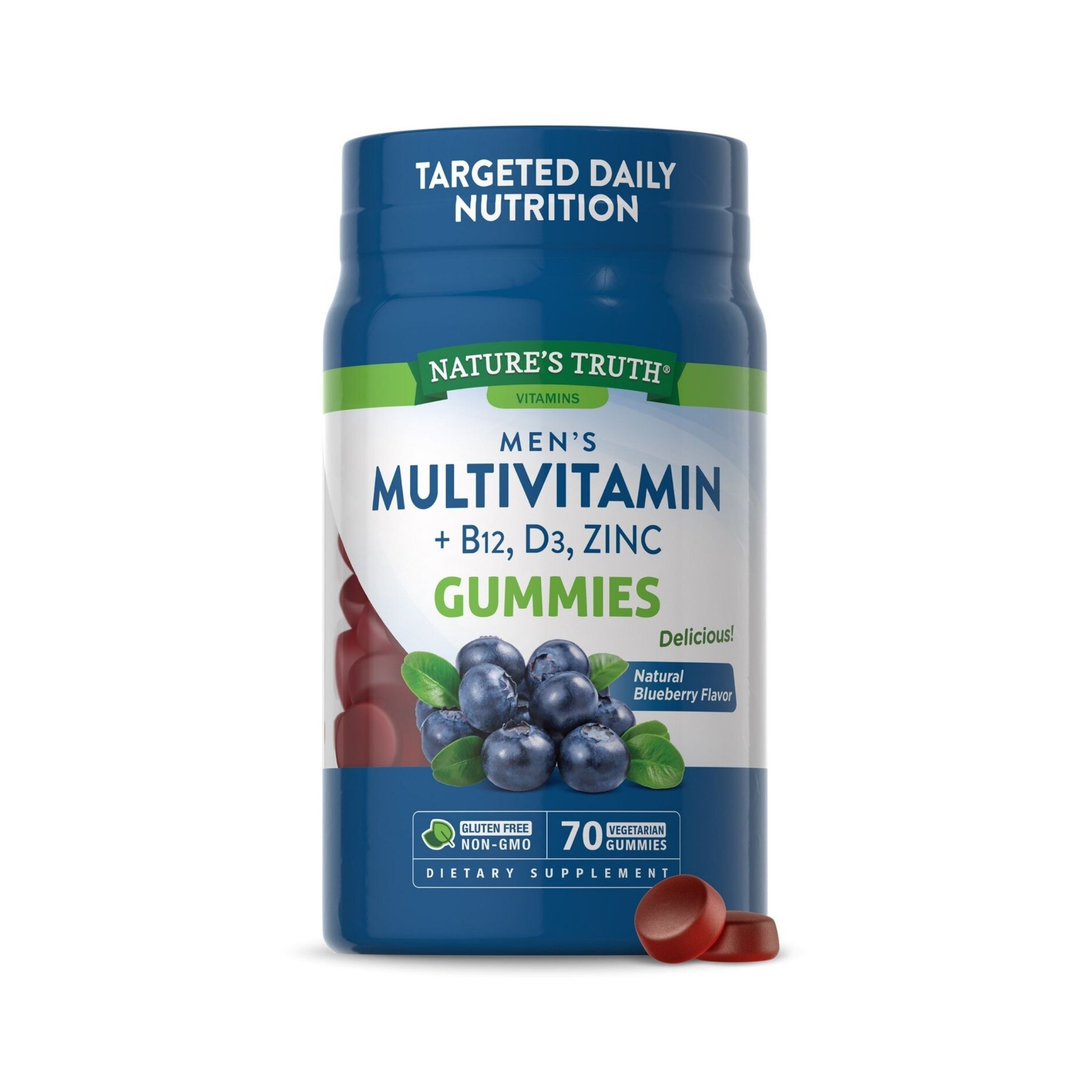 Nature's Truth Men's Multivitamin + B-12, D3, Zinc Vegetarian Gummies - Natural Blueberry Flavor 70ct