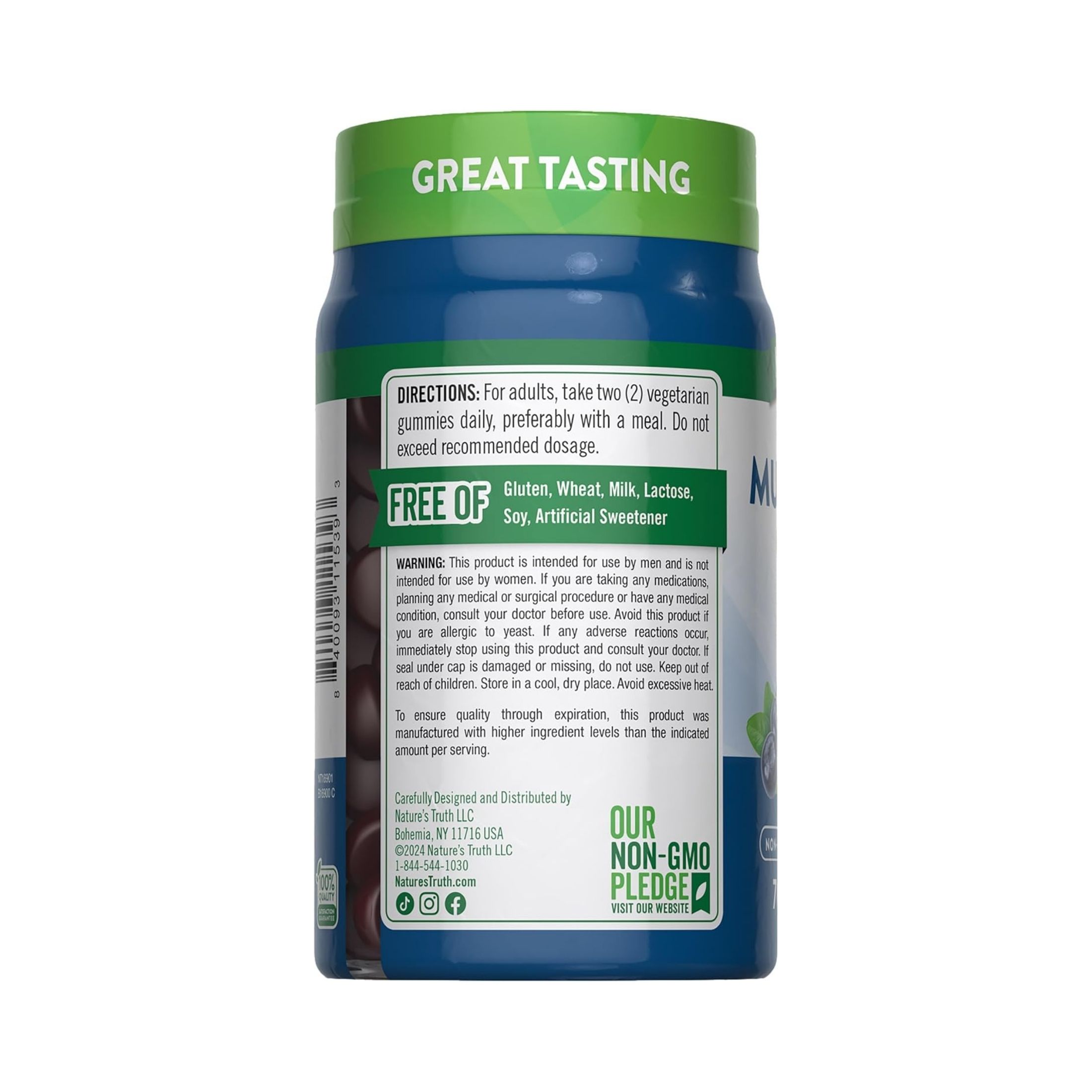 Nature's Truth Men's Multivitamin + B-12, D3, Zinc Vegetarian Gummies - Natural Blueberry Flavor 70ct