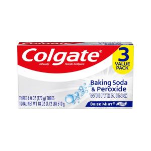 Colgate Brisk Mint Fluoride Toothpaste, Anticavity, Whitening, Baking Soda & Peroxide, Paste