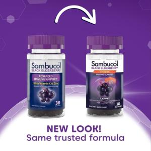 Sambucol Black Elderberry, Advanced Immune Support With Vitamin C & Zinc, 30 Gummies