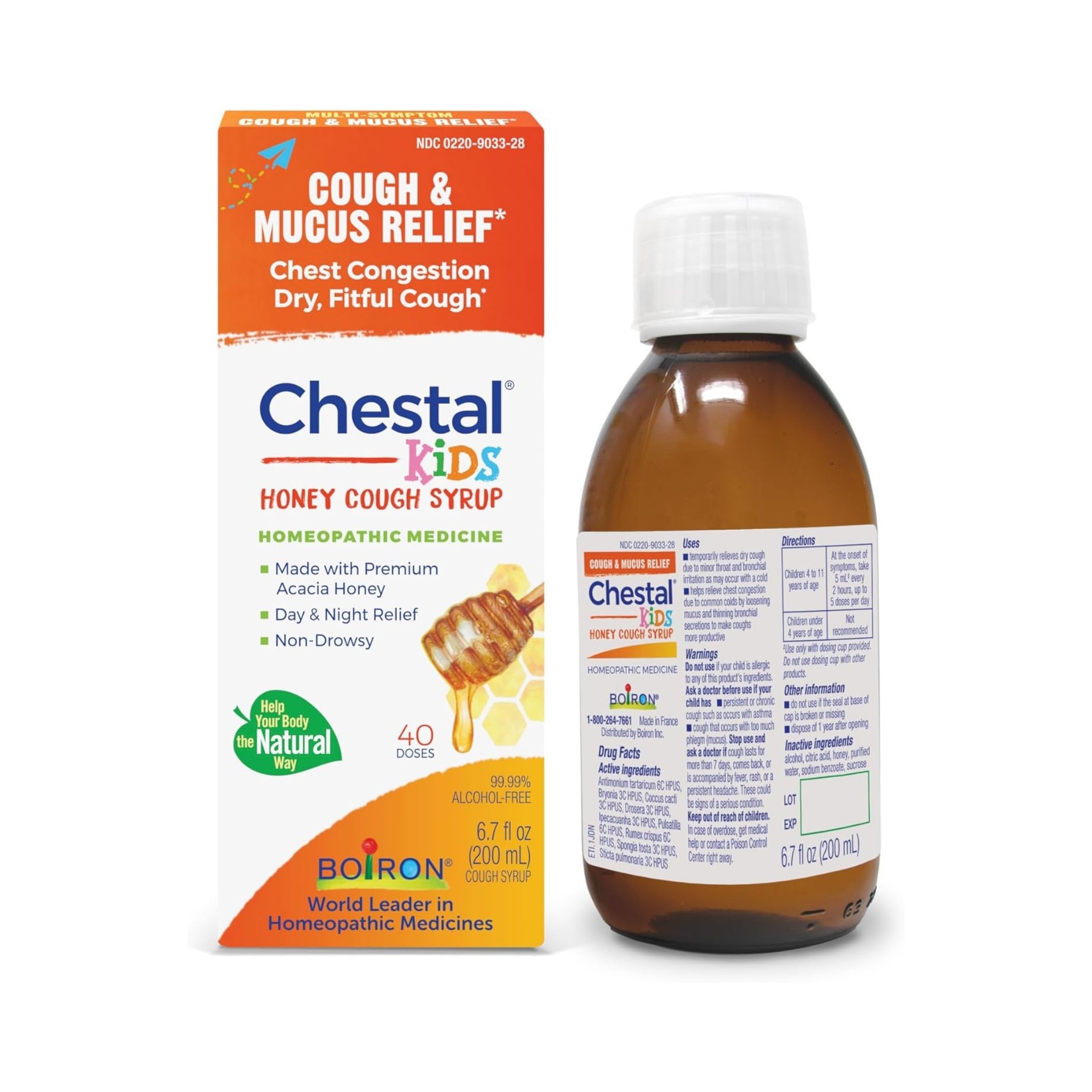 Boiron Chestal Kids Honey Homeopathic Medicine For Cough & Chest Congestion - 6.7 Fl Oz Liquid