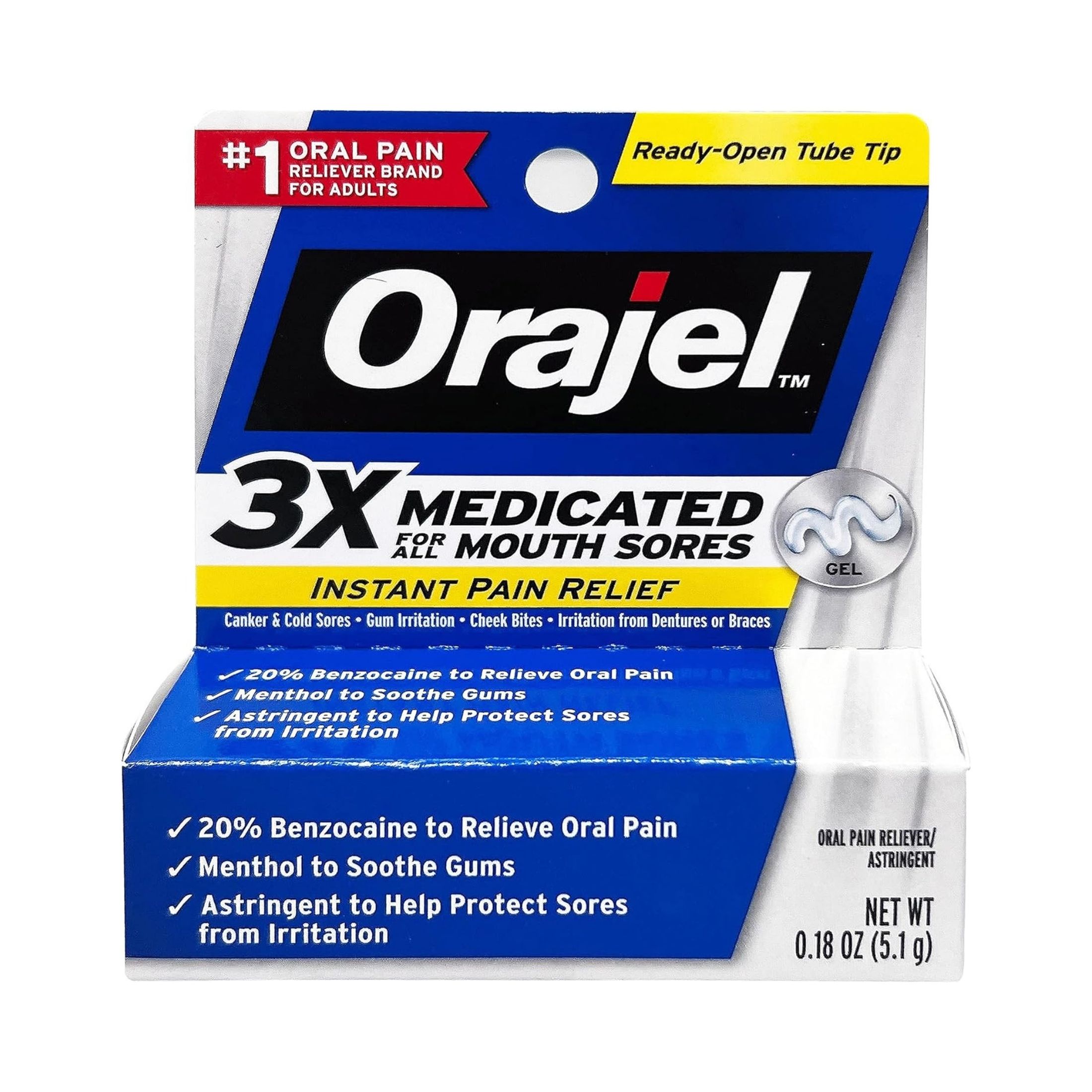 Orajel Mouth Sore Pain Relief Gel, 0.18 Oz