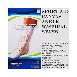 Sport Aid Canvas Ankle Support With Spiral Stays Small