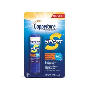 Coppertone Sport Sunscreen Lip Balm/Skin Protectant SPF 50, 0.13 Oz