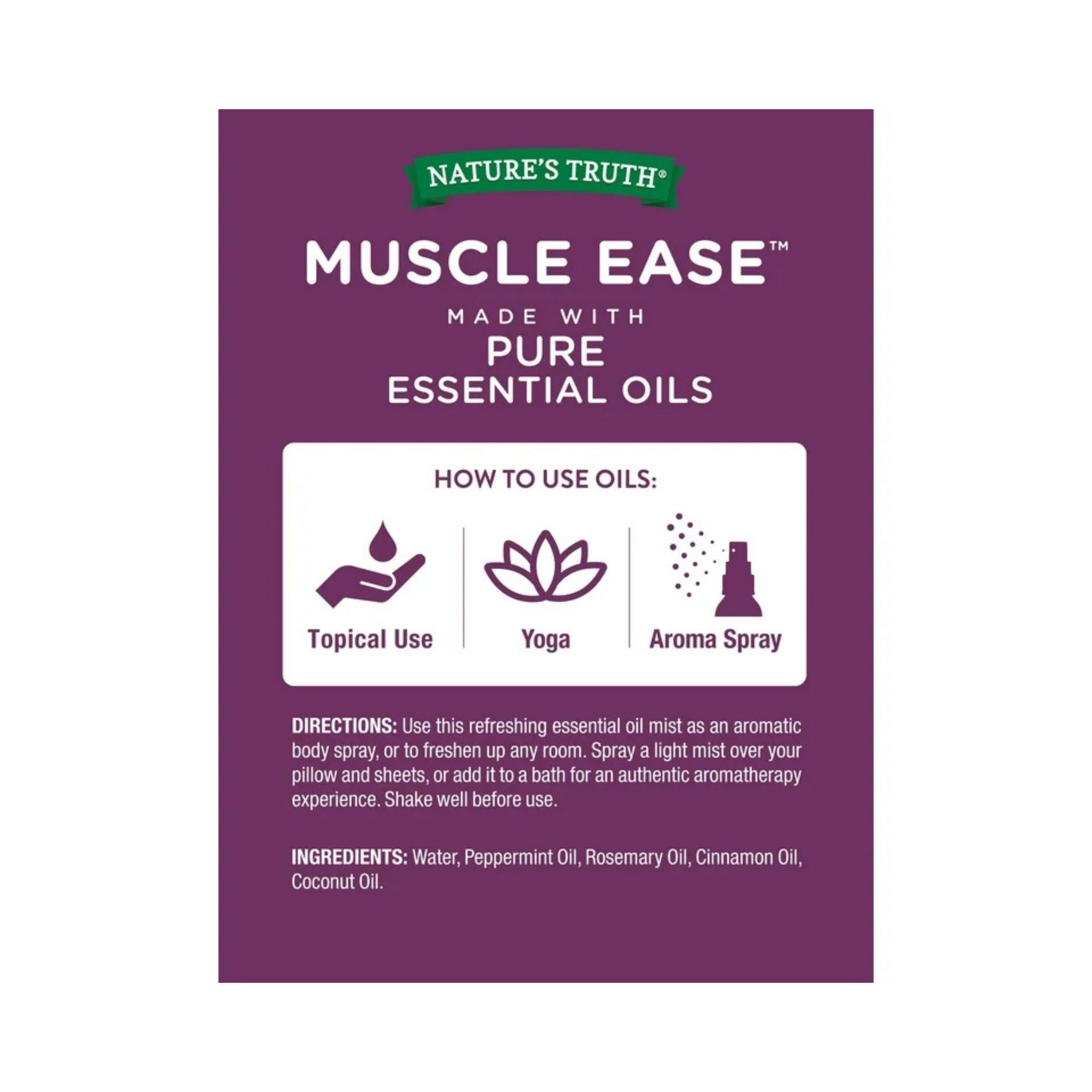 Nature's Truth Essential Oil, Topical Mist, Muscle Ease, Soothing