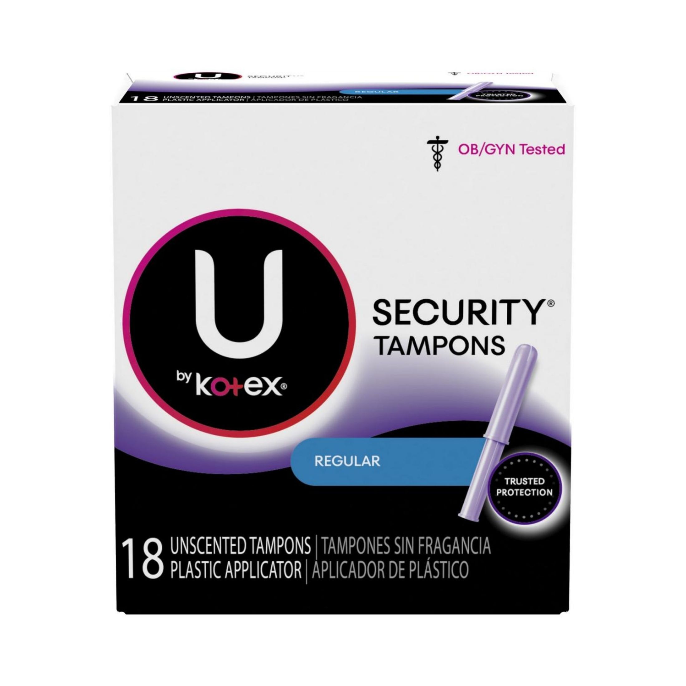 U by Kotex Security Tampons With Plastic Applicator, Regular Absorbency
