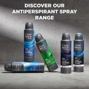 Dove Men Care Stain Defense Clean 72H Dry Spray Antiperspirant Deodorant, 3.8 Oz