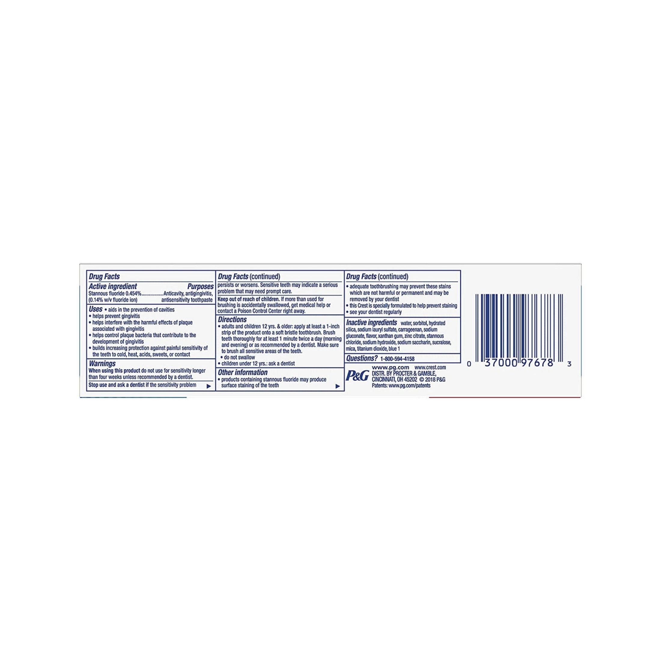 Crest Toothpaste, Fluoride, Whitening, Gel 4.6 Oz