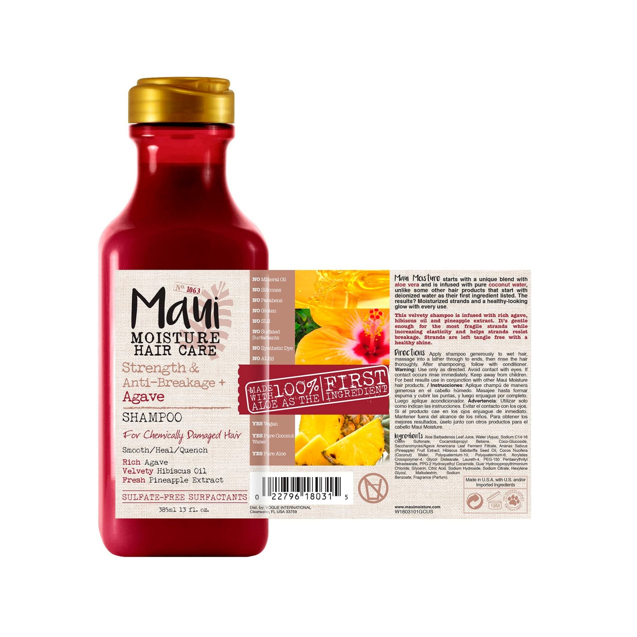 Maui Moisture Hair Care Strength & Anti Breakage Agave Shampoo, 13oz