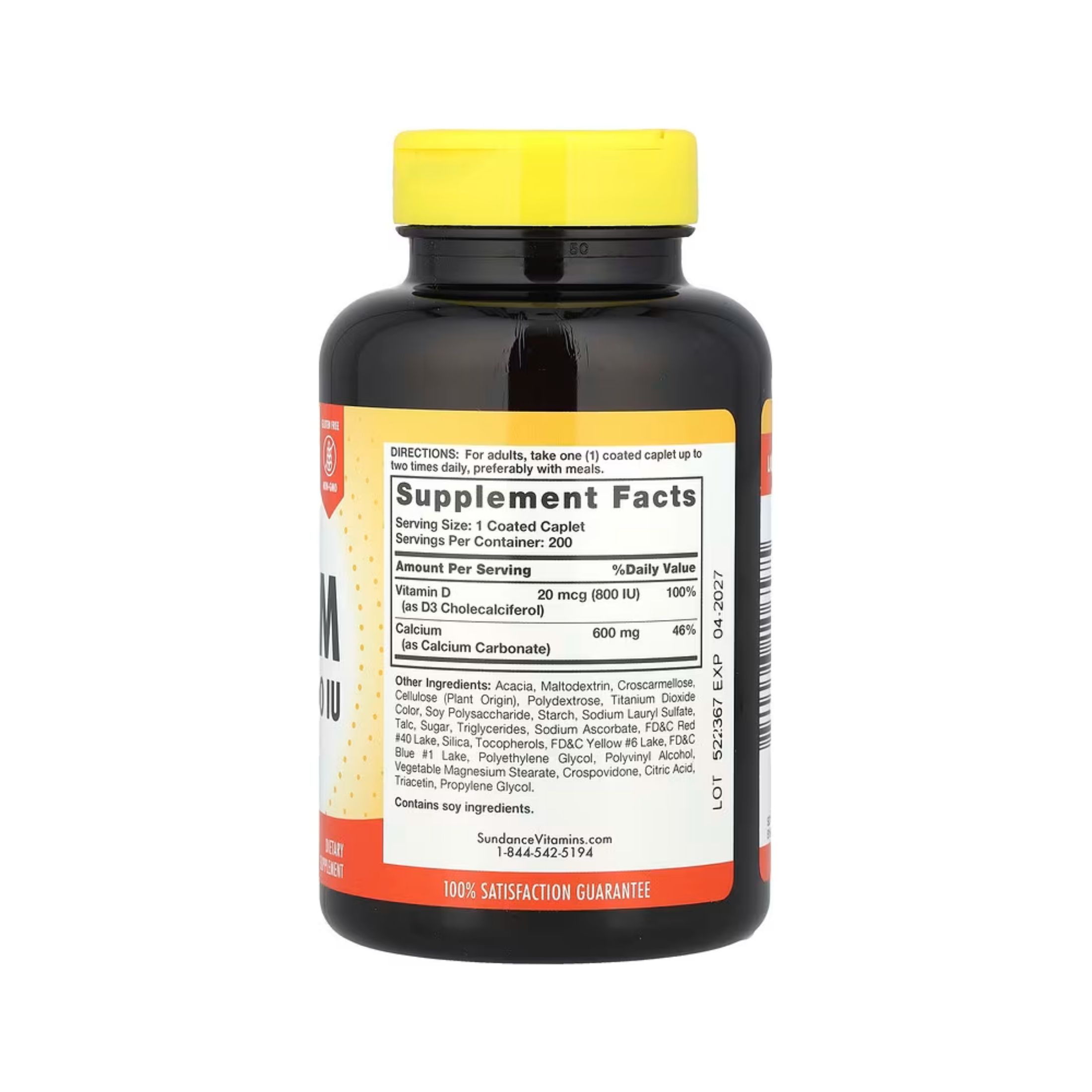 Sundance Calcium 600 Mg + Vitamin D3 800 IU - 200 Coated Caplets