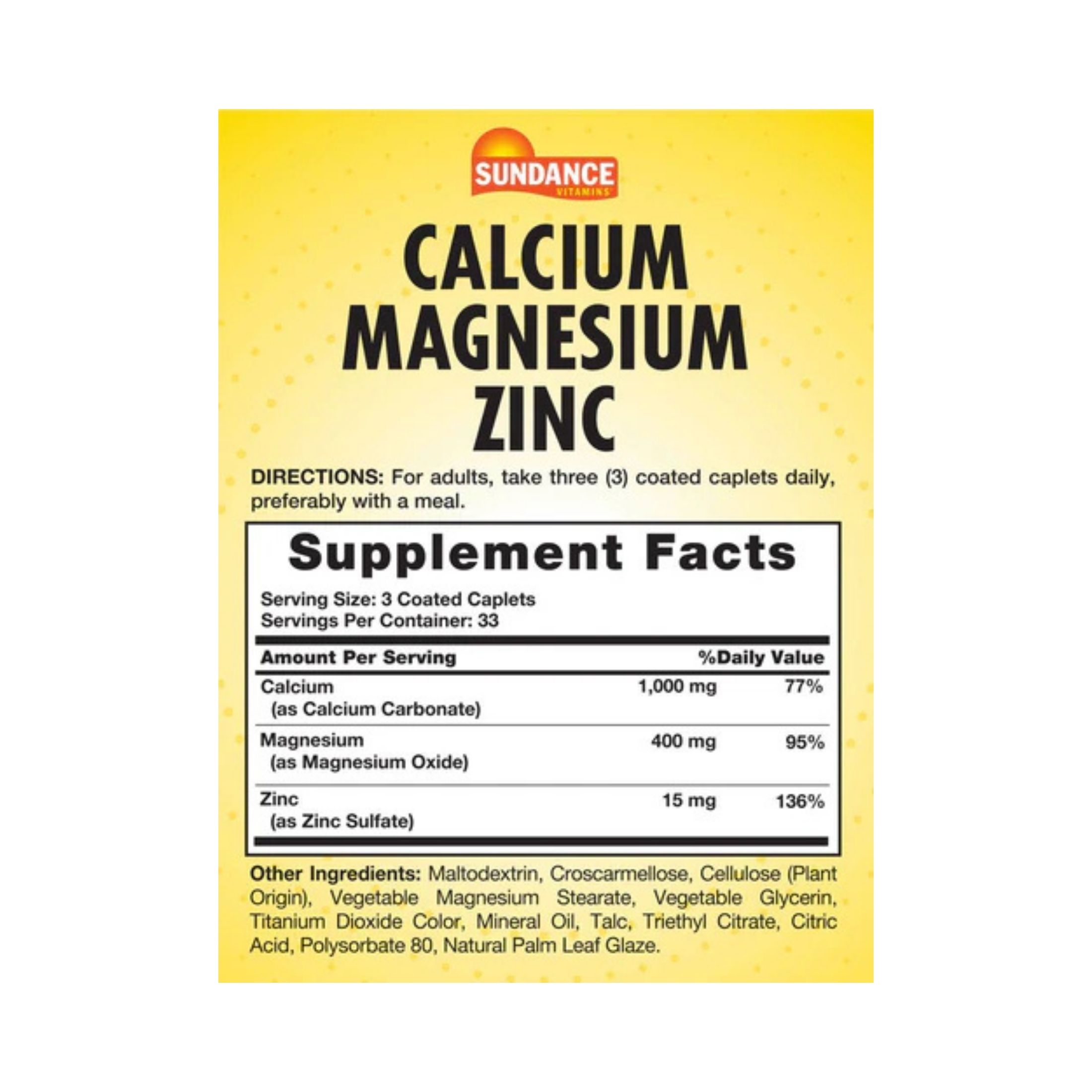 Sundance Vitamins Calcium Magnesium Zinc Plus D3 Tablets
