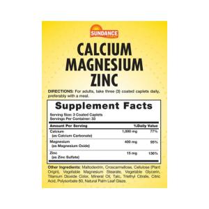 Sundance Vitamins Calcium Magnesium Zinc Plus D3 Tablets