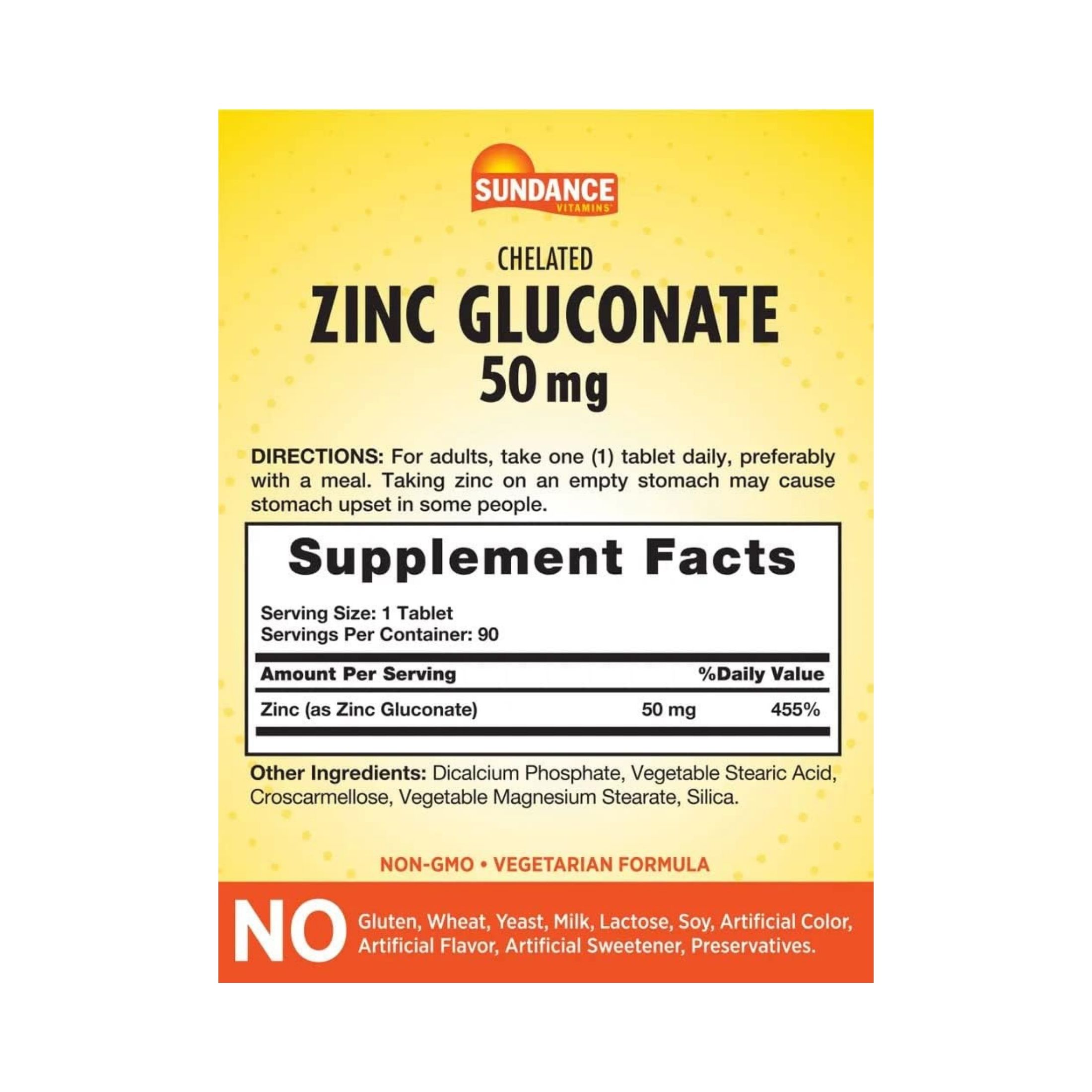 Sundance Vitamins 50 Mg Chelated Zinc Gluconate 90 Tablets
