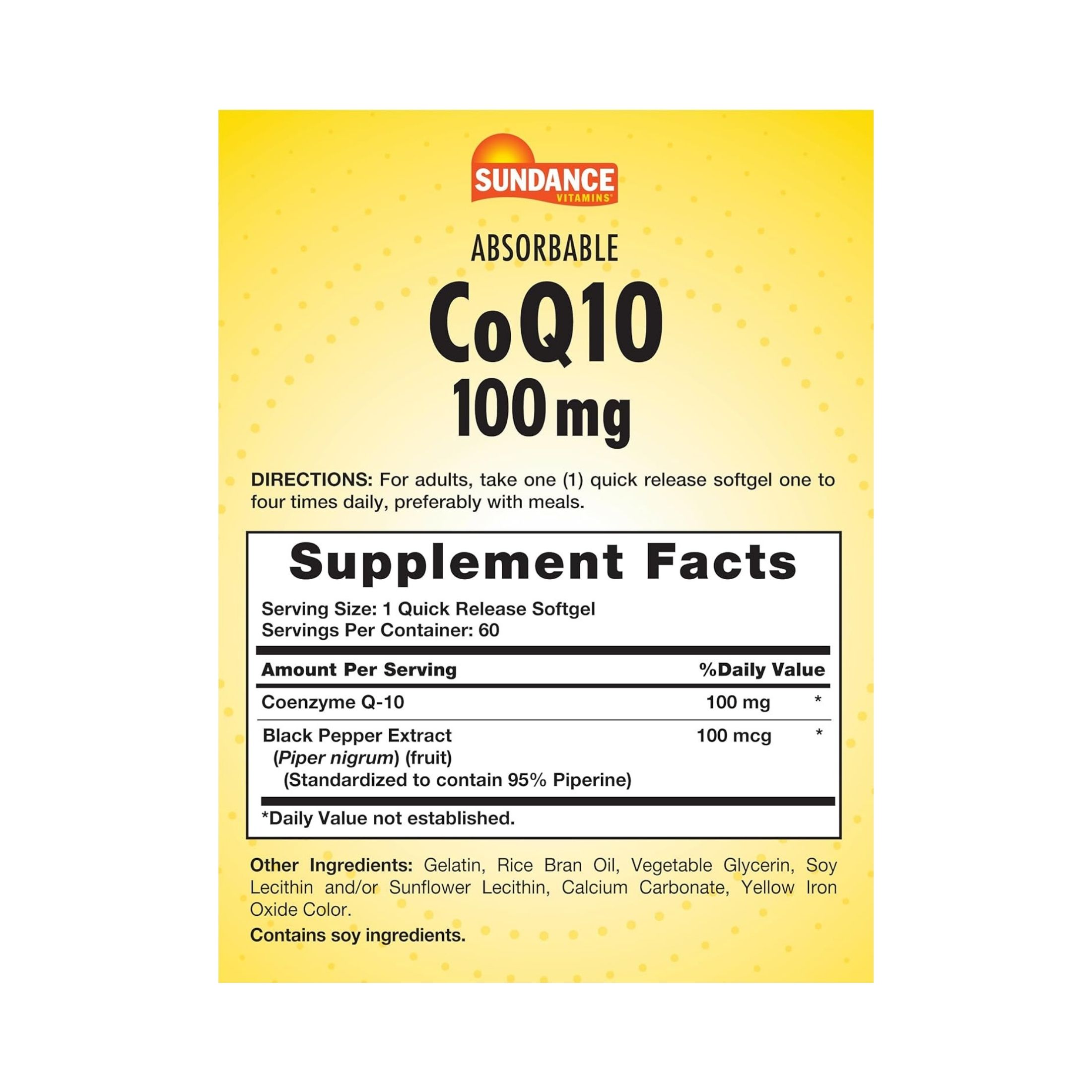 Sundance Vitamins Coq10 100 Mg Plus 60 Softgels