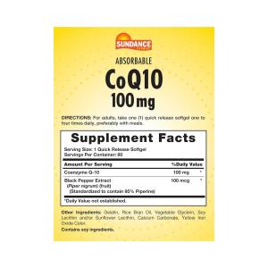 Sundance Vitamins Coq10 100 Mg Plus 60 Softgels