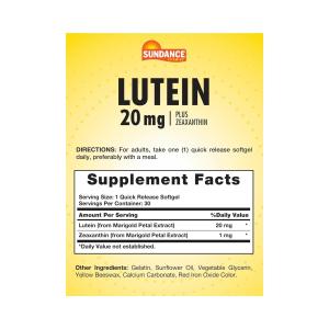 Sundance Vitamins Lutein 20 Mg Plus - 30 Softgels