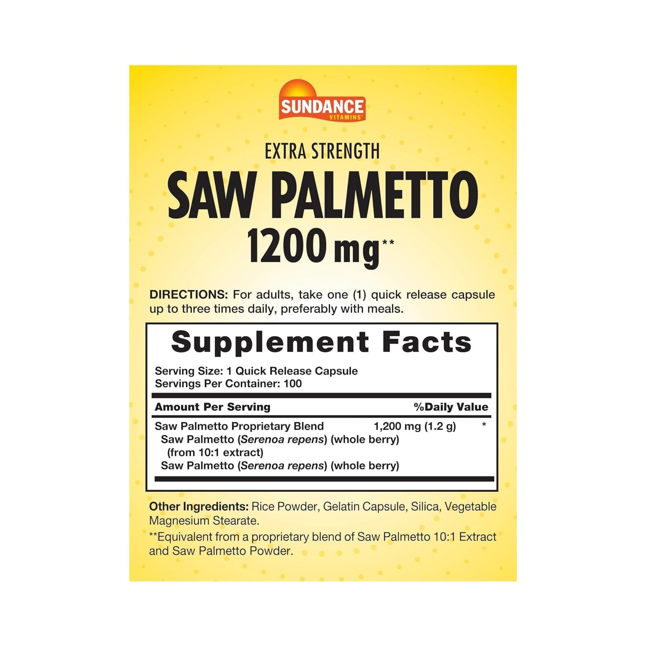 Sundance Vitamins Saw Palmetto 1200 Mg - 100 Capsules