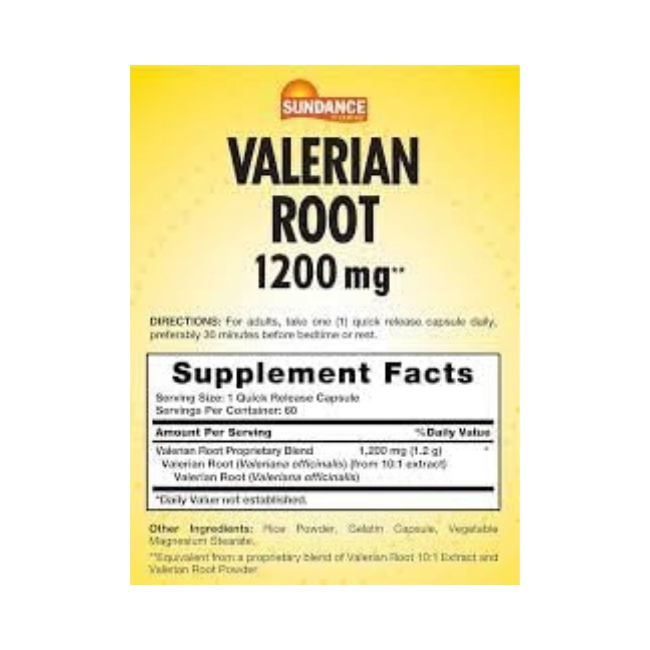Sundance Vitamins Valerian Root 1200 Mg – 60 Capsules