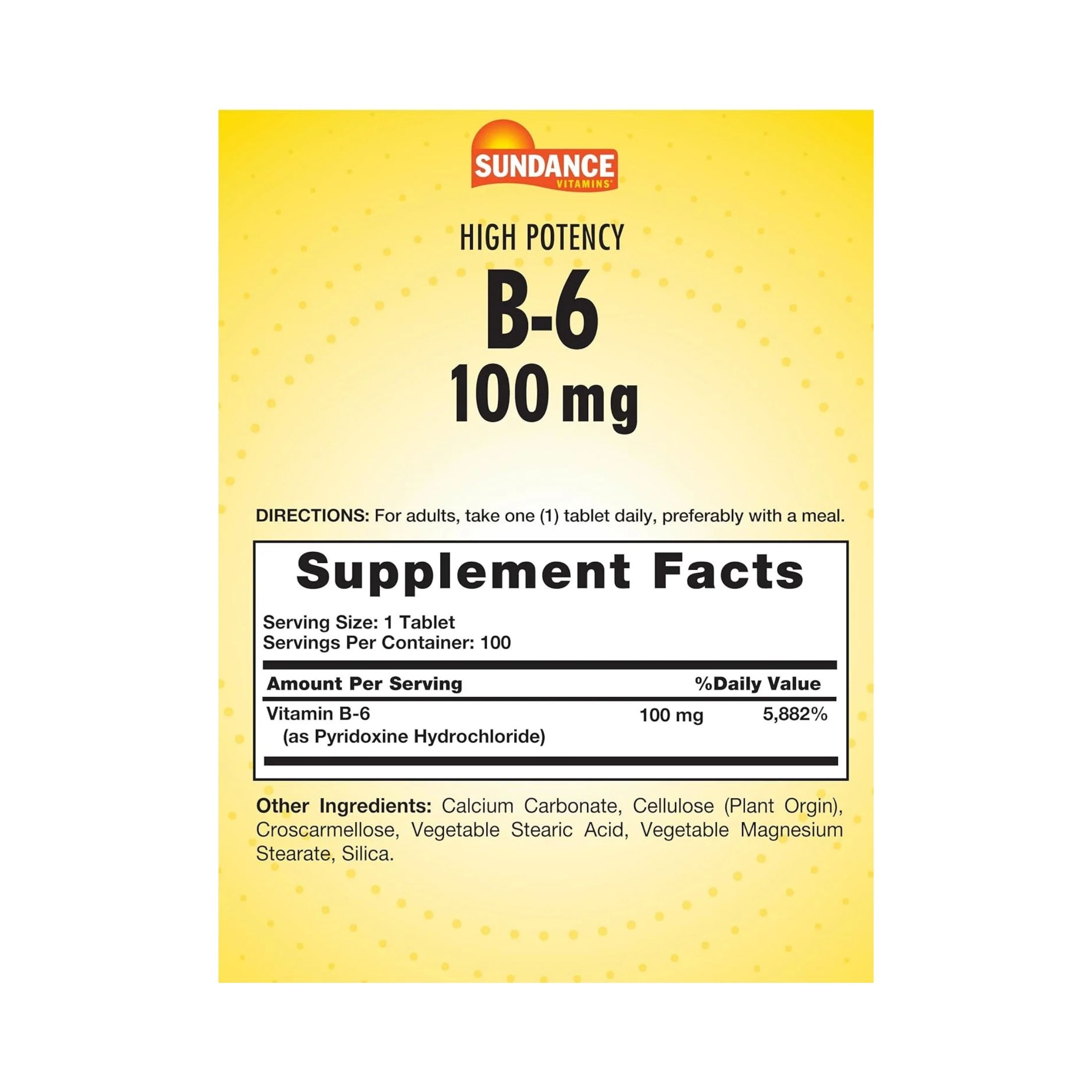 Sundance Vitamins B-6 100 Mg Energy Metabolism Tablets