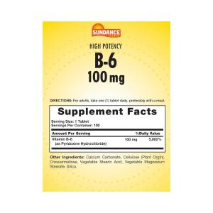 Sundance Vitamins B-6 100 Mg Energy Metabolism Tablets