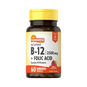 Sundance Vitamin B12 Plus Folic Acid Tablets, 2500 Mcg