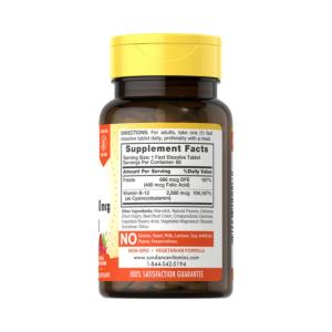 Sundance Vitamin B12 Plus Folic Acid Tablets, 2500 Mcg