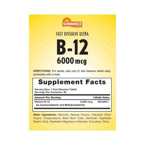 Sundance Vitamins Vitamin B12 6000 Mcg Tablets