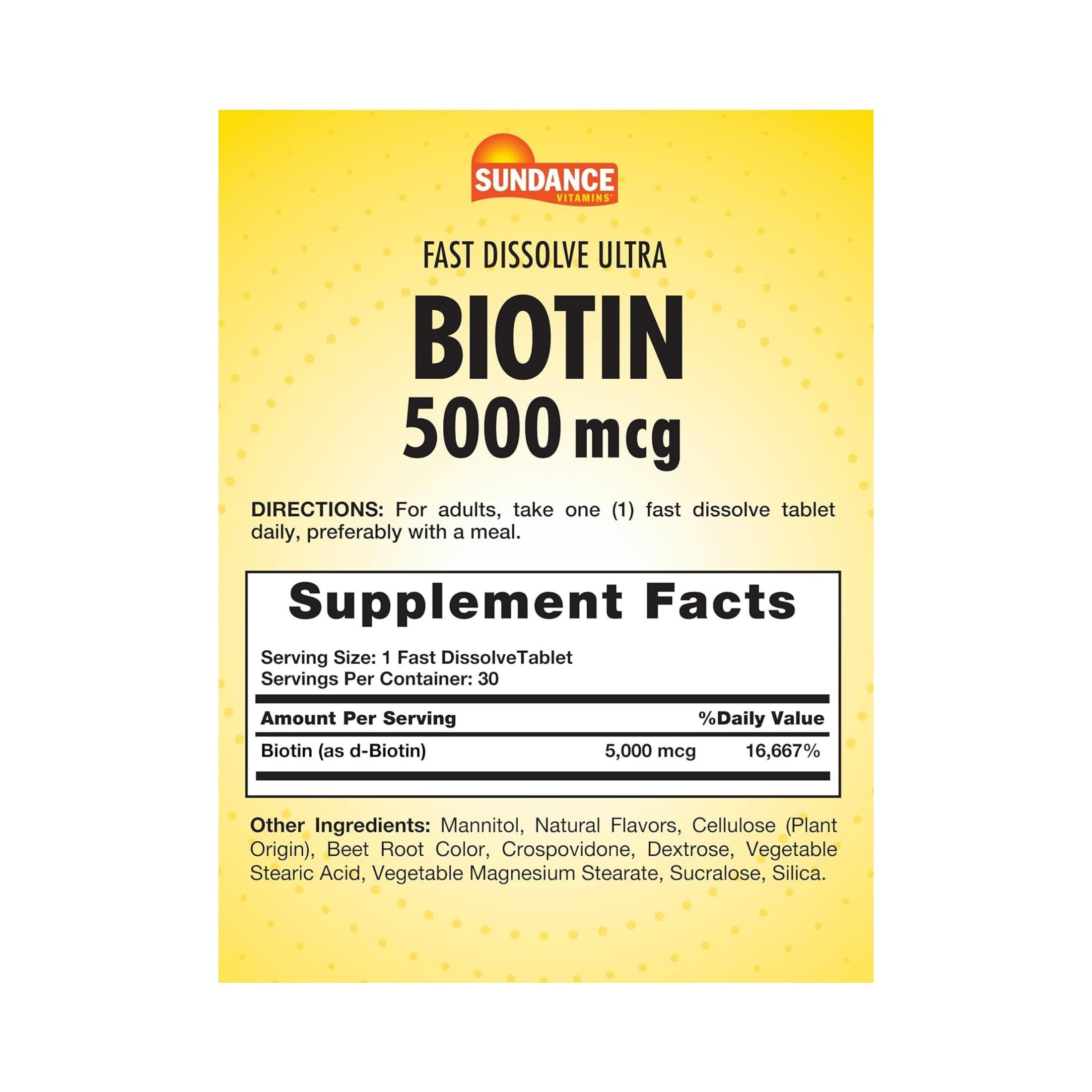 Sundance Ultra Biotin 5000 Mcg Fast Dissolve Tablets