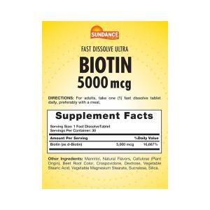 Sundance Ultra Biotin 5000 Mcg Fast Dissolve Tablets
