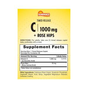 Sundance Vitamin C Coated Caplets, 1000 Mg, 60 Tabs
