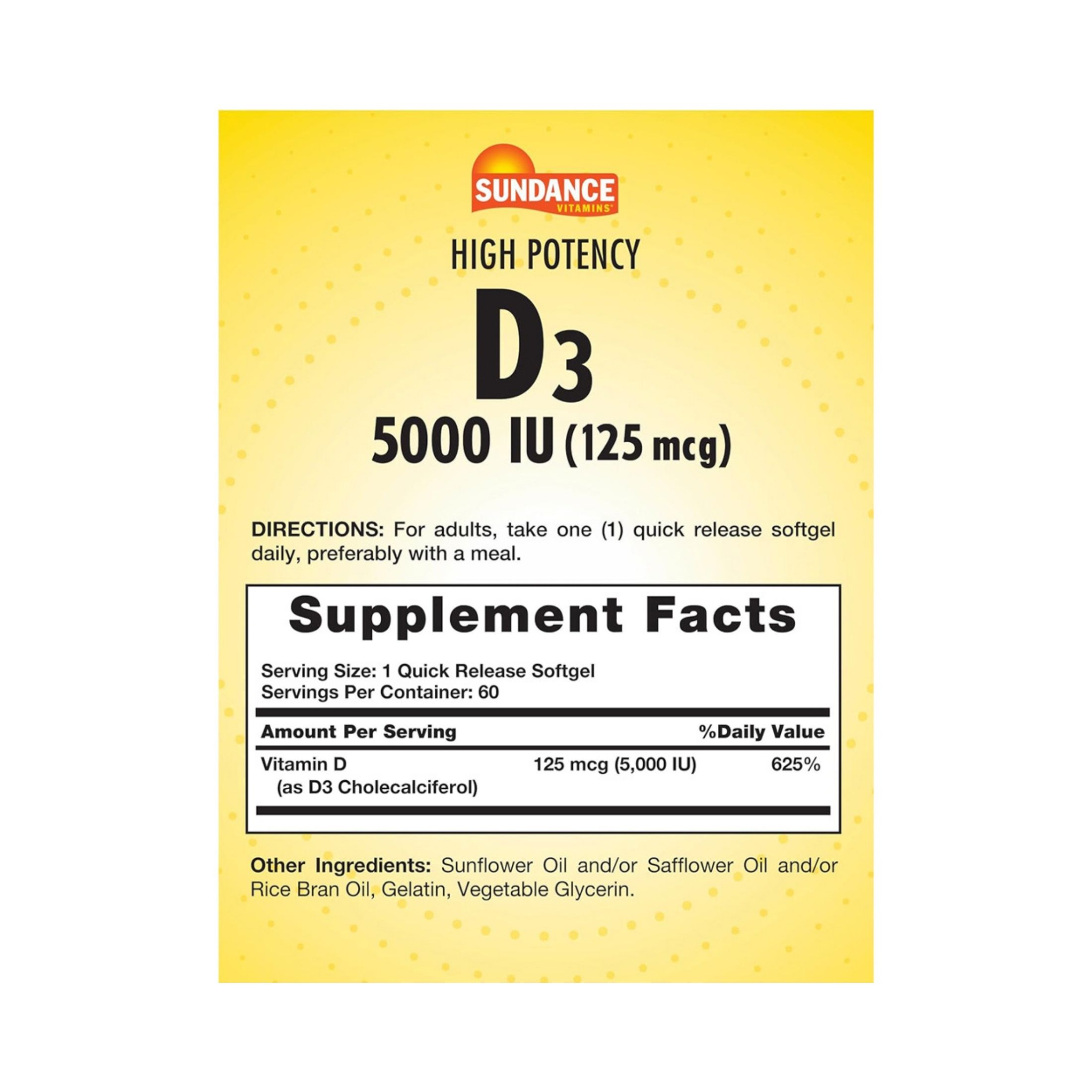Sundance Vitamins Vitamin D3 High Potency - 60 Softgels