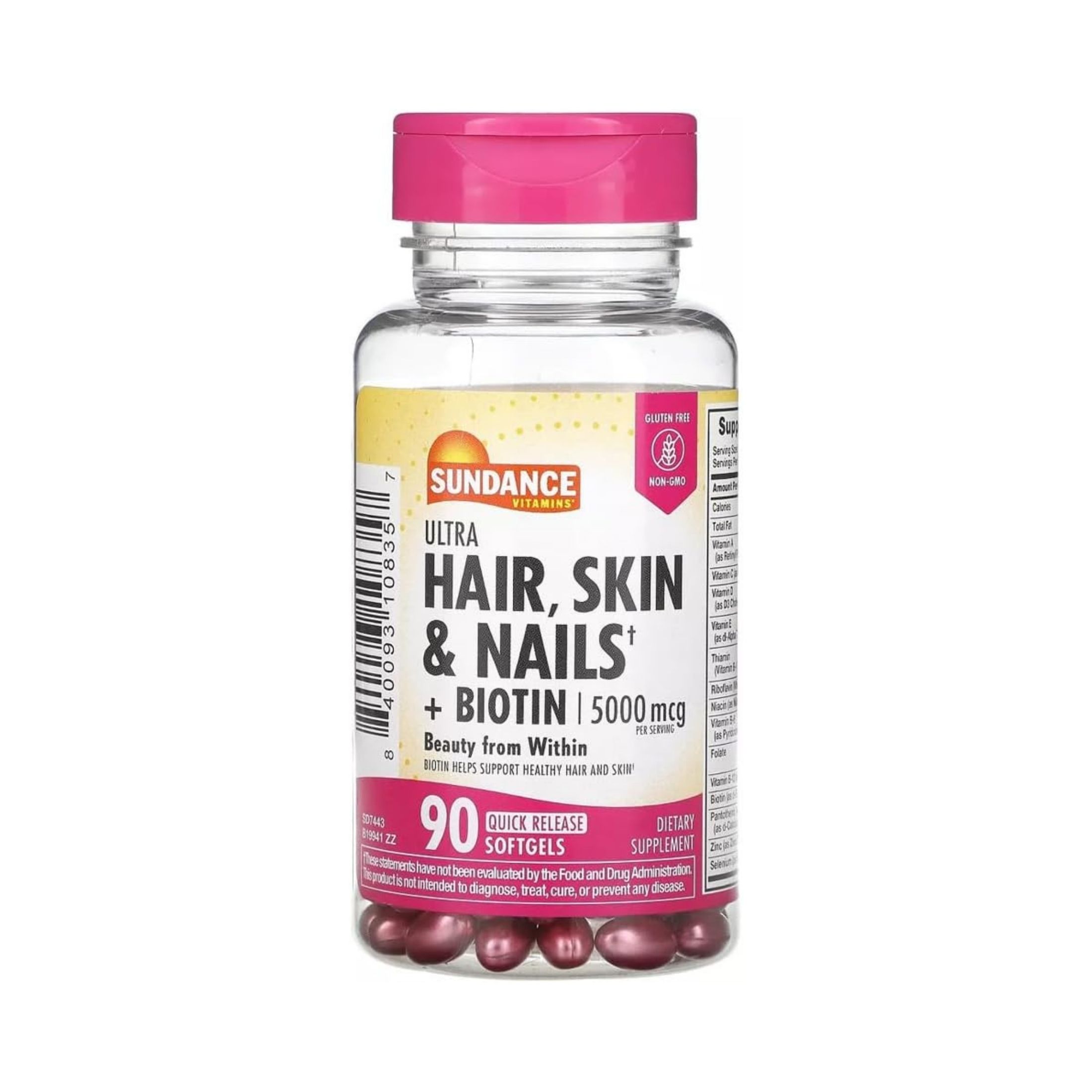 Sundance Hair Skin & Nails With Biotin Softgels 5000 Mcg