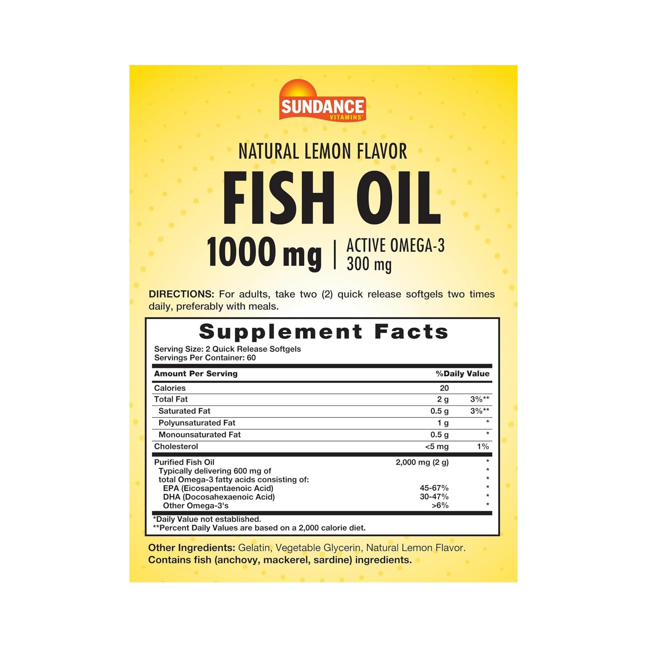 Sundance Fish Oil Quick Release Softgels, 1000 Mg, 120 Tabs