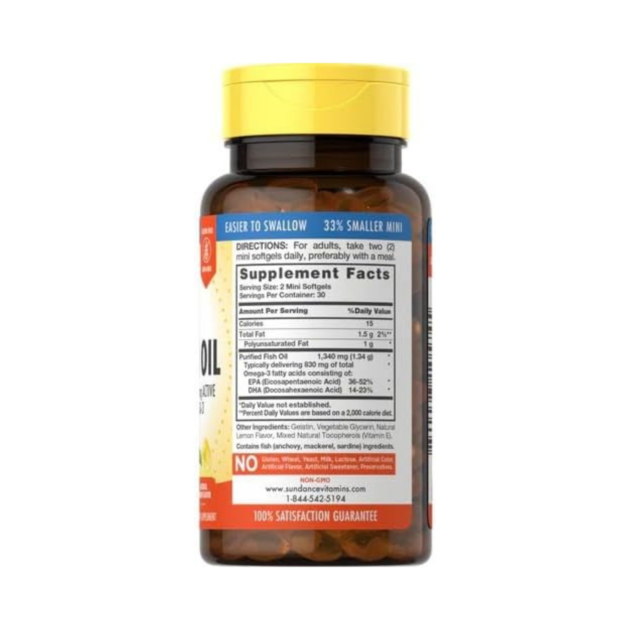 Sundance Vitamins Mini Fish Oil 1300 Mg, Natural Lemon Flavor