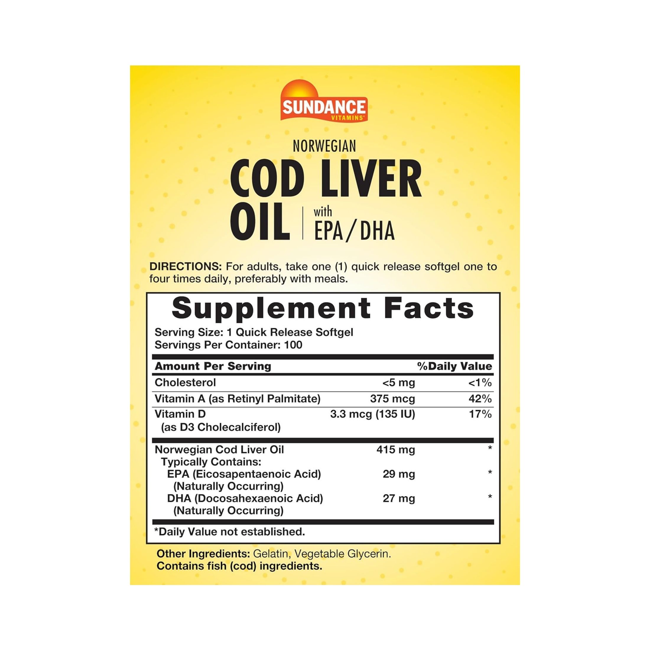 Sundance Vitamins Norwegian Cod Liver Oil Softgels