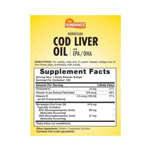 Sundance Vitamins Norwegian Cod Liver Oil Softgels