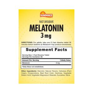 Sundance Vitamins Melatonin 3 Mg Natural, Berry Flavor