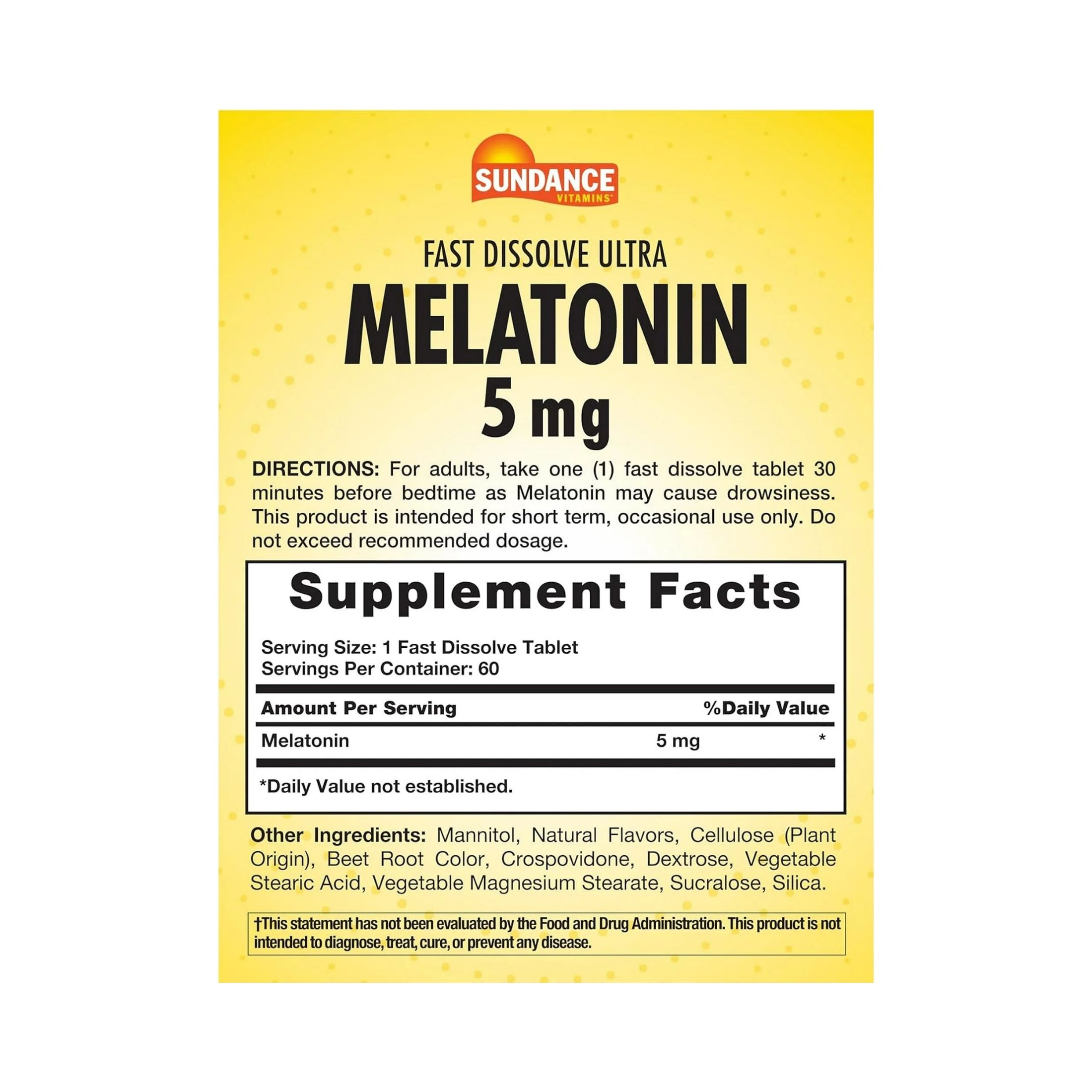 Sundance Vitamins Melatonin 5 Mg Natural Berry Flavor - 60 Tablets