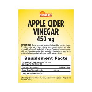 Sundance Vitamins Apple Cider Vinegar 450 Mg - 60 Quick Release Capsules