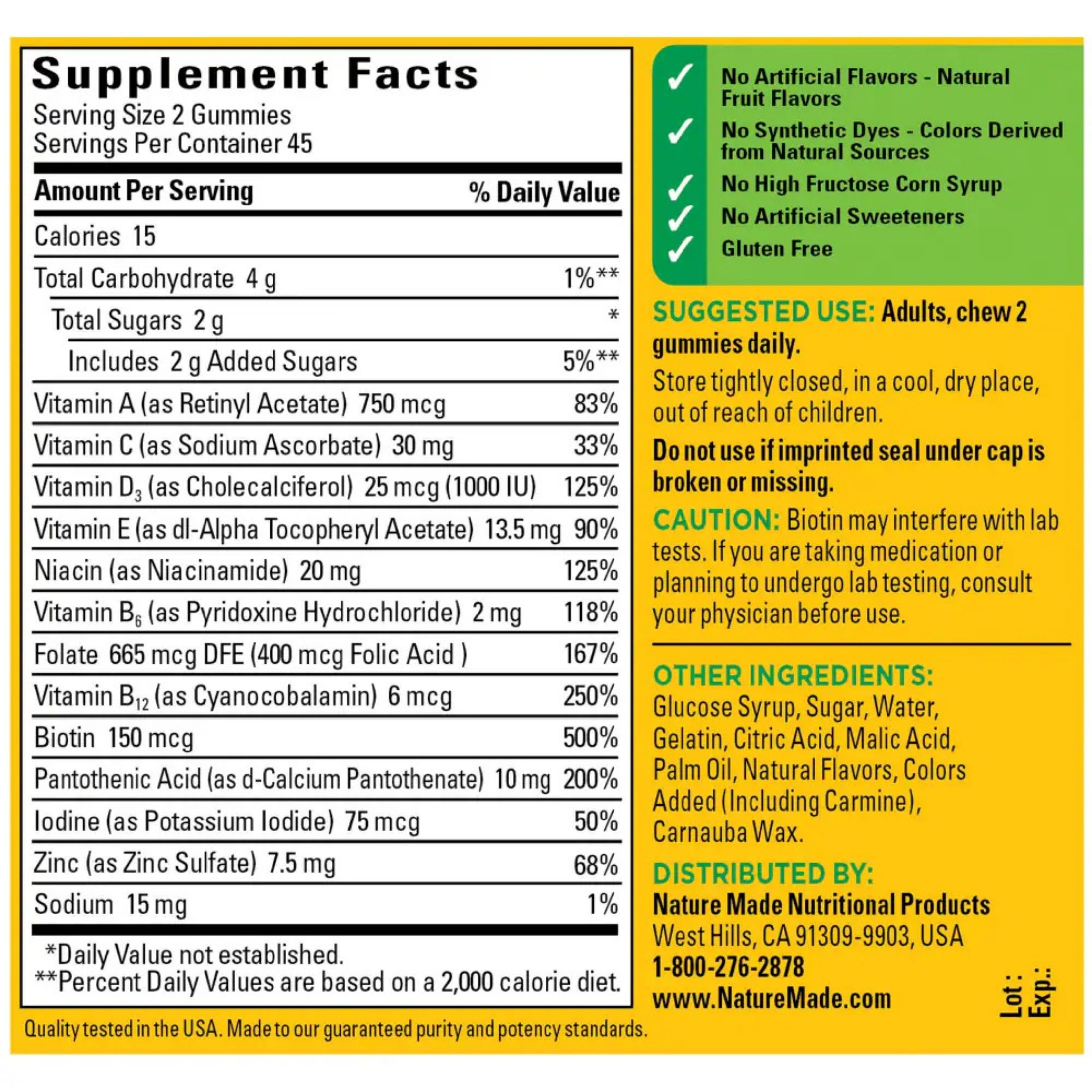 Nature Made Multivitamin Orange Cherry & Mixed Berry Flavored Adult Gummies