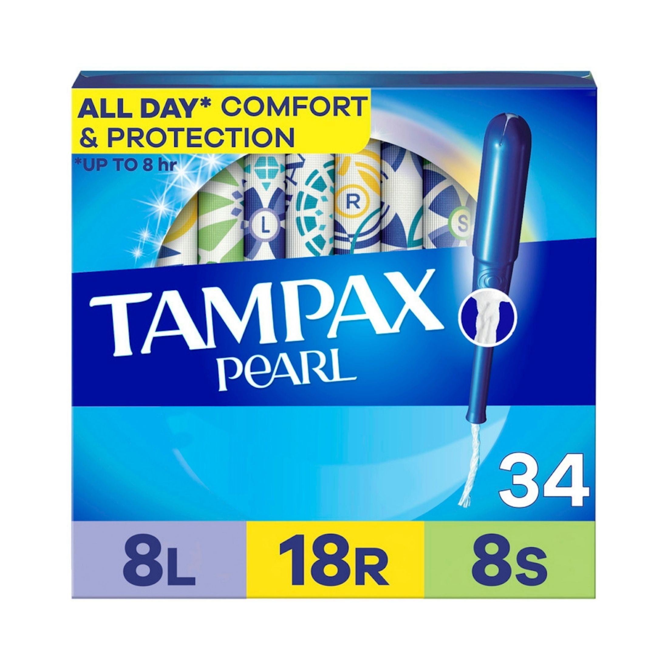 Tampax Pearl Tampons, Light/Regular/Super Absorbency With LeakGuard Braid, Triple Pack, Unscented