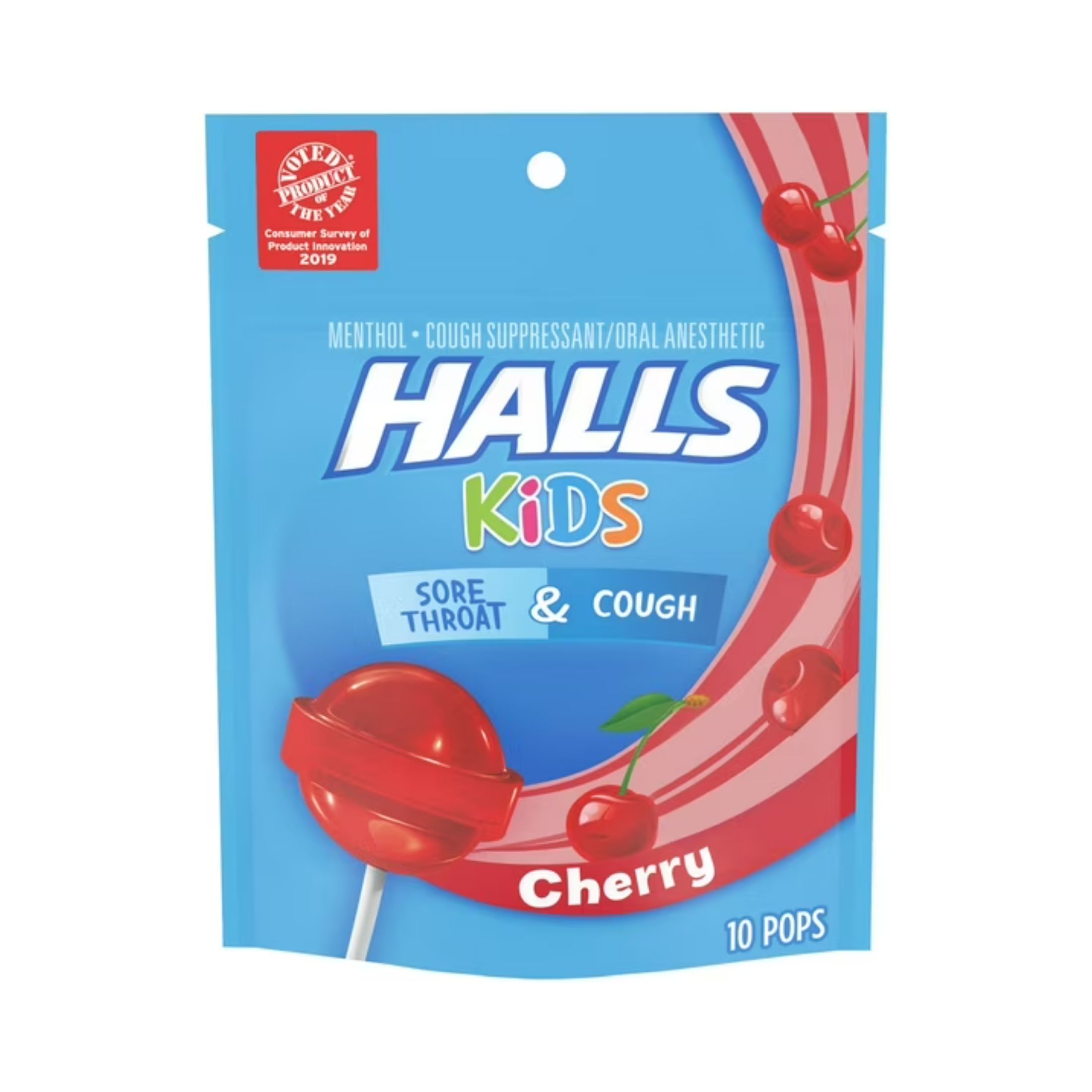 Halls Kids Cough & Sore Throat Pops Cherry Flavor