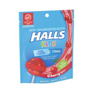 Halls Kids Cough & Sore Throat Pops Cherry Flavor