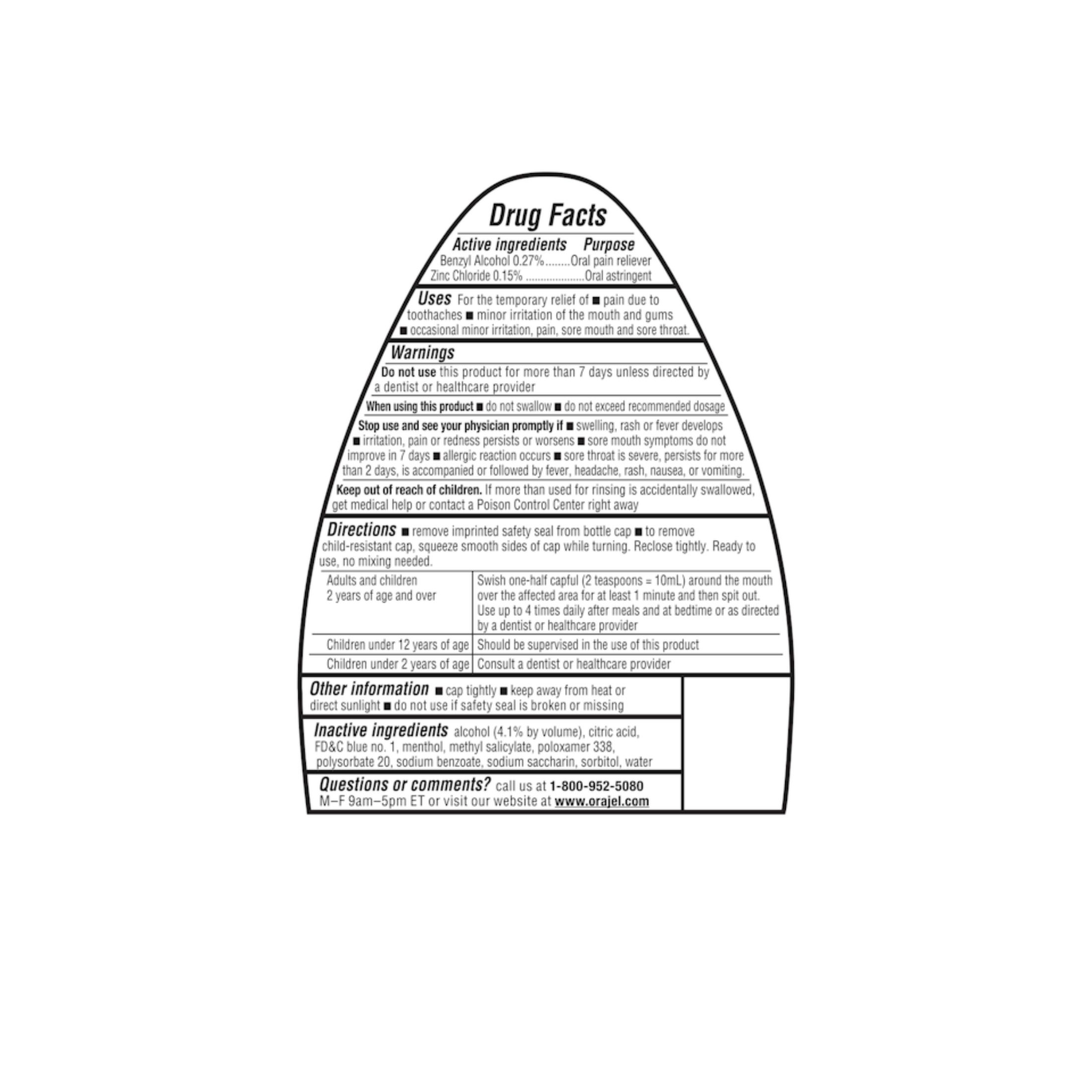 Orajel Toothache Rinse, 2X Medicated, Soothing Mint 16 Fl Oz